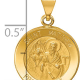 14k Polished and Satin St Matthew Medal Hollow Pendant