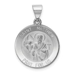 14k White Gold Polished and Satin St Matthew Hollow Pendant