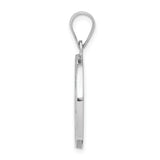 14k White Gold Polished and Satin St Matthew Hollow Pendant