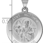 14k White Gold Polished and Satin St Matthew Hollow Pendant