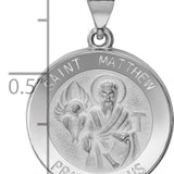 14k White Gold Polished and Satin St Matthew Hollow Pendant