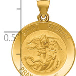 14k Polished and Satin St Michael Medal Hollow Pendant