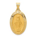 14k Polished and Satin Miraculous Medal Hollow Pendant