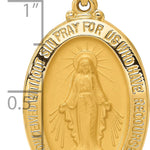 14k Polished and Satin Miraculous Medal Hollow Pendant