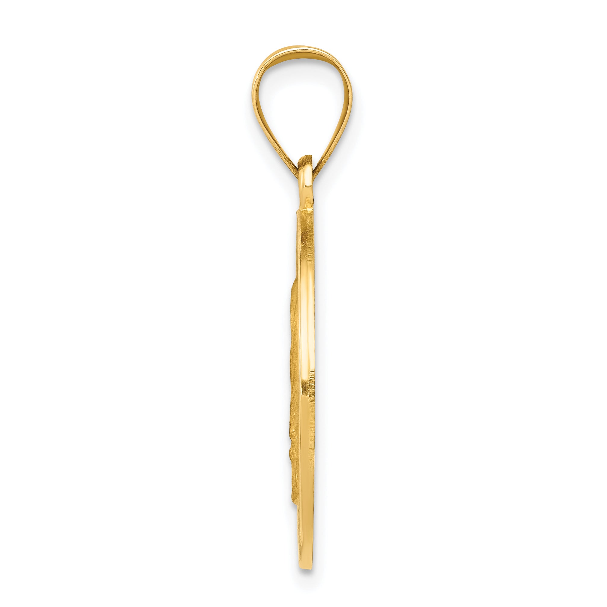14k Polished and Satin Mother Teresa Medal Hollow Pendant