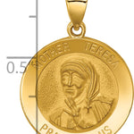 14k Polished and Satin Mother Teresa Medal Hollow Pendant