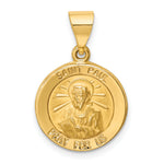 14k Polished and Satin St Paul Medal Hollow Pendant