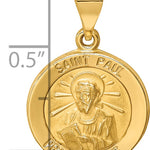 14k Polished and Satin St Paul Medal Hollow Pendant