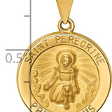 14k Polished and Satin St Peregrine Medal Hollow Pendant