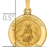 14k Polished and Satin St Peregrine Medal Hollow Pendant