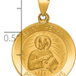 14k Polished and Satin St Peter Medal Hollow Pendant
