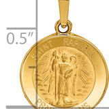 14k Polished and Satin St Raphael Medal Hollow Pendant