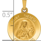 14k Polished and Satin St Theresa Medal Hollow Pendant