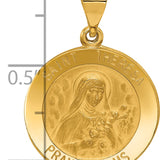 14k Polished and Satin St Theresa Medal Hollow Pendant
