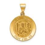 14k Polished and Satin St Thomas Medal Hollow Pendant