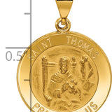 14k Polished and Satin St Thomas Medal Hollow Pendant