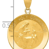 14k Polished/Satin First Holy Communion Medal Hollow Pendant