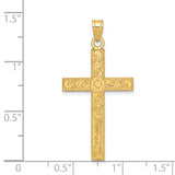 14k Etched Floral Cross Pendant