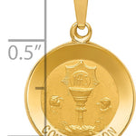 14k Polished and Satin Confirmation Medal Hollow Pendant