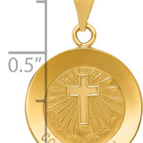 14k Polished and Satin Confirmation Medal Hollow Pendant