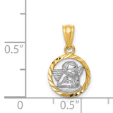 14K w/Rhodium Cherub Pendant