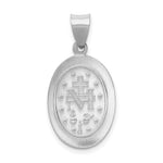 14k White Gold Polished / Satin Miraculous Medal Hollow Pendant