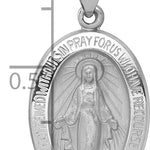 14k White Gold Polished / Satin Miraculous Medal Hollow Pendant