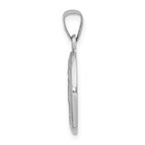 14k White Gold Polished/Satin Miraculous Medal Hollow Pendant