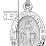 14k White Gold Polished/Satin Miraculous Medal Hollow Pendant