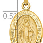 14k Polished and Satin Miraculous Medal Hollow Pendant