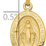 14k Polished and Satin Miraculous Medal Hollow Pendant