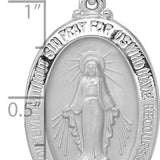 14k White Gold Polished/Satin Miraculous Medal Hollow Pendant