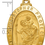14k Polished and Satin St Christopher Medal Hollow Pendant