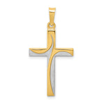 14K Rhodium Satin and Polished Latin Cross Pendant
