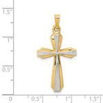 14K with Rhodium Textured and Polished Passion Cross Pendant