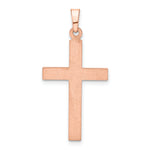 14K Rose Gold Brushed and Polished Hollow Cross Pendant