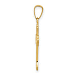 14k Polished Fleur de lis Cross Pendant