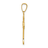 14k Polished Fleur de lis Cross Pendant