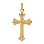 14k Textured and Polished Fleur de lis Cross Pendant