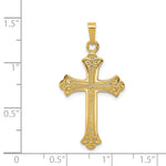 14k Textured and Polished Fleur de lis Cross Pendant