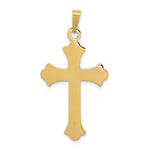 14k Textured and Polished Fleur de lis Cross Pendant