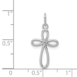 14k White Gold Polished Small Ribbon Cross Pendant