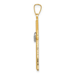 14K Two-tone Textured and Polished Latin Cross w/ Hearts Pendant