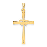 14K Two-tone Textured and Polished Latin Cross w/ Hearts Pendant