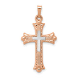 14K Two-Tone Budded Cross Pendant