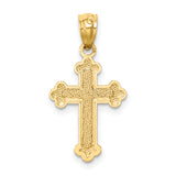 14k Gold Polished Small Budded Cross
