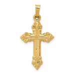 14k Brushed and Polished Fleur de Lis Cross Pendant