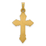 14k Brushed and Polished Fleur de Lis Cross Pendant