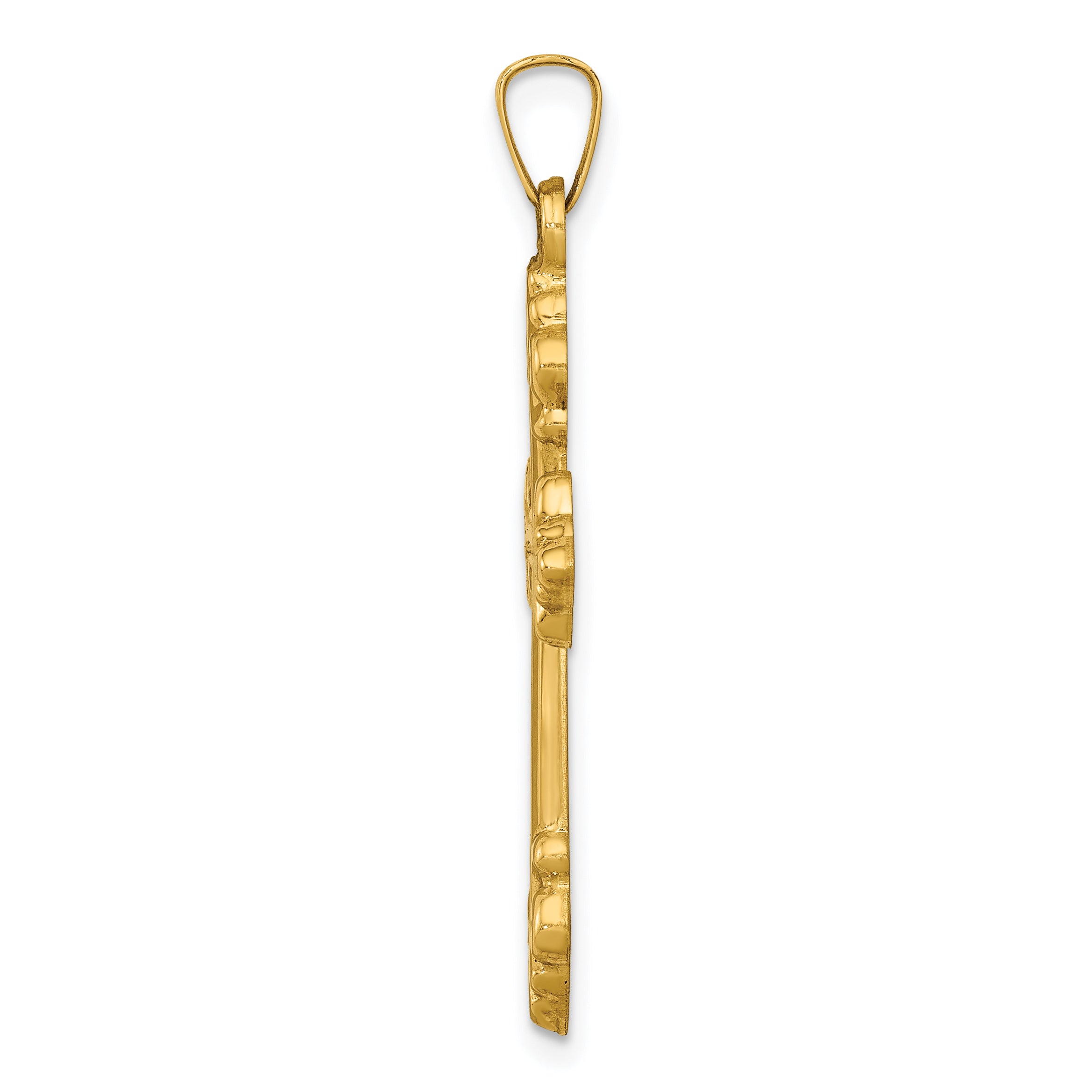 14k Polished Fleur de Lis Cross Pendant