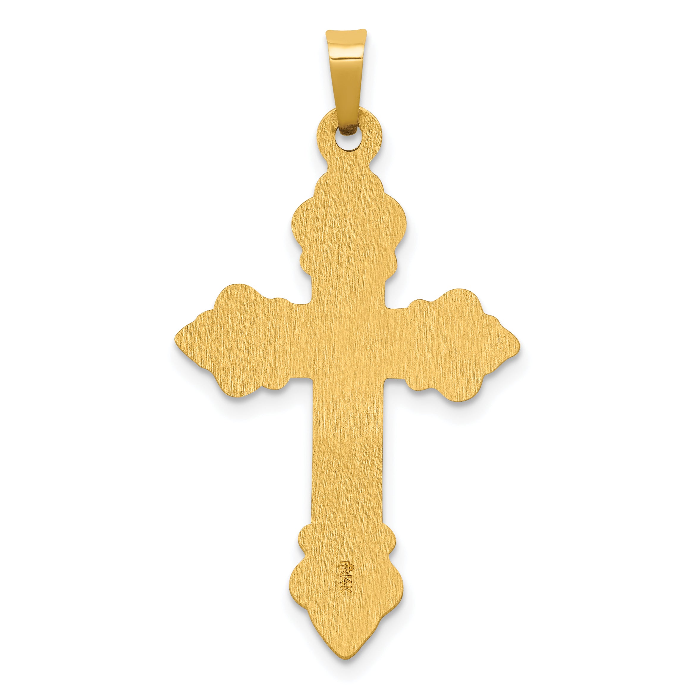 14k Polished Fleur de Lis Cross Pendant